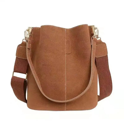 Vintage Bucket Bag Women Nubuck Leather Shoulder Bag Large Capacity Crossbody Bag 2021 Fashion Lady Handle Bag Wild Bag Handbags