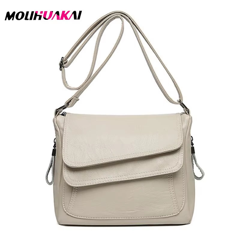 New White Designer PU Leather Crossbody Bags for Women 2021 Summer Women'S Trend Handbags Branded Trending Cross Body Bag Sac