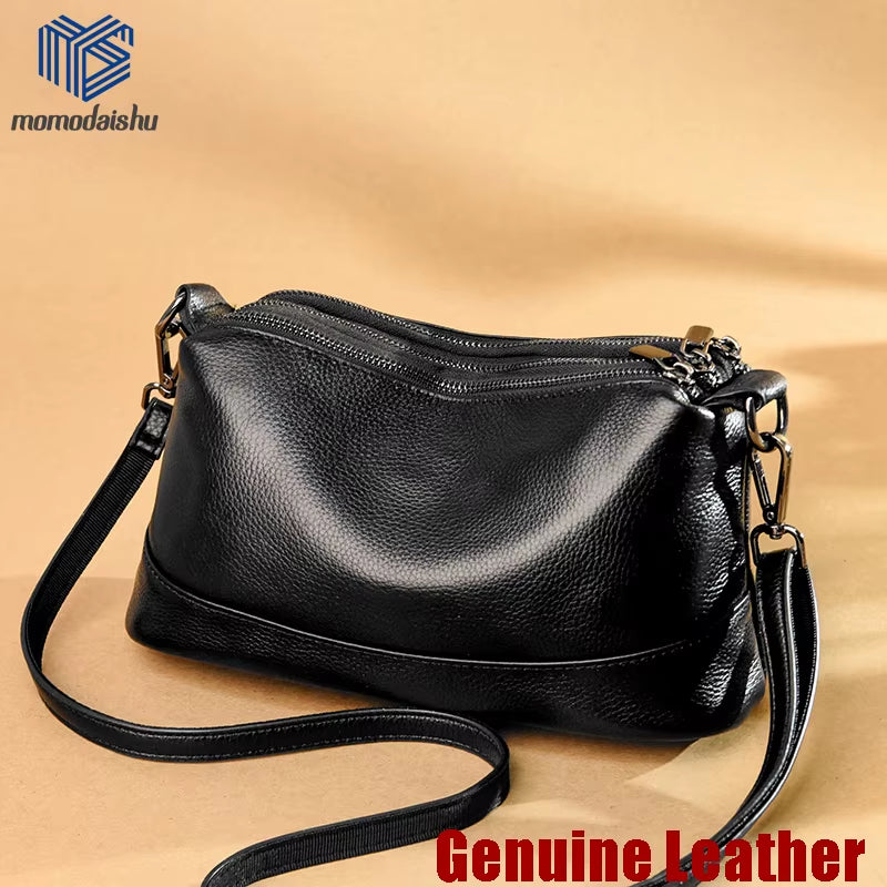 Genuine Leather Crossbody Bags for Women 2024 Trend Hand Bag Women'S Branded Trending Shoulder Casual Black Handbags