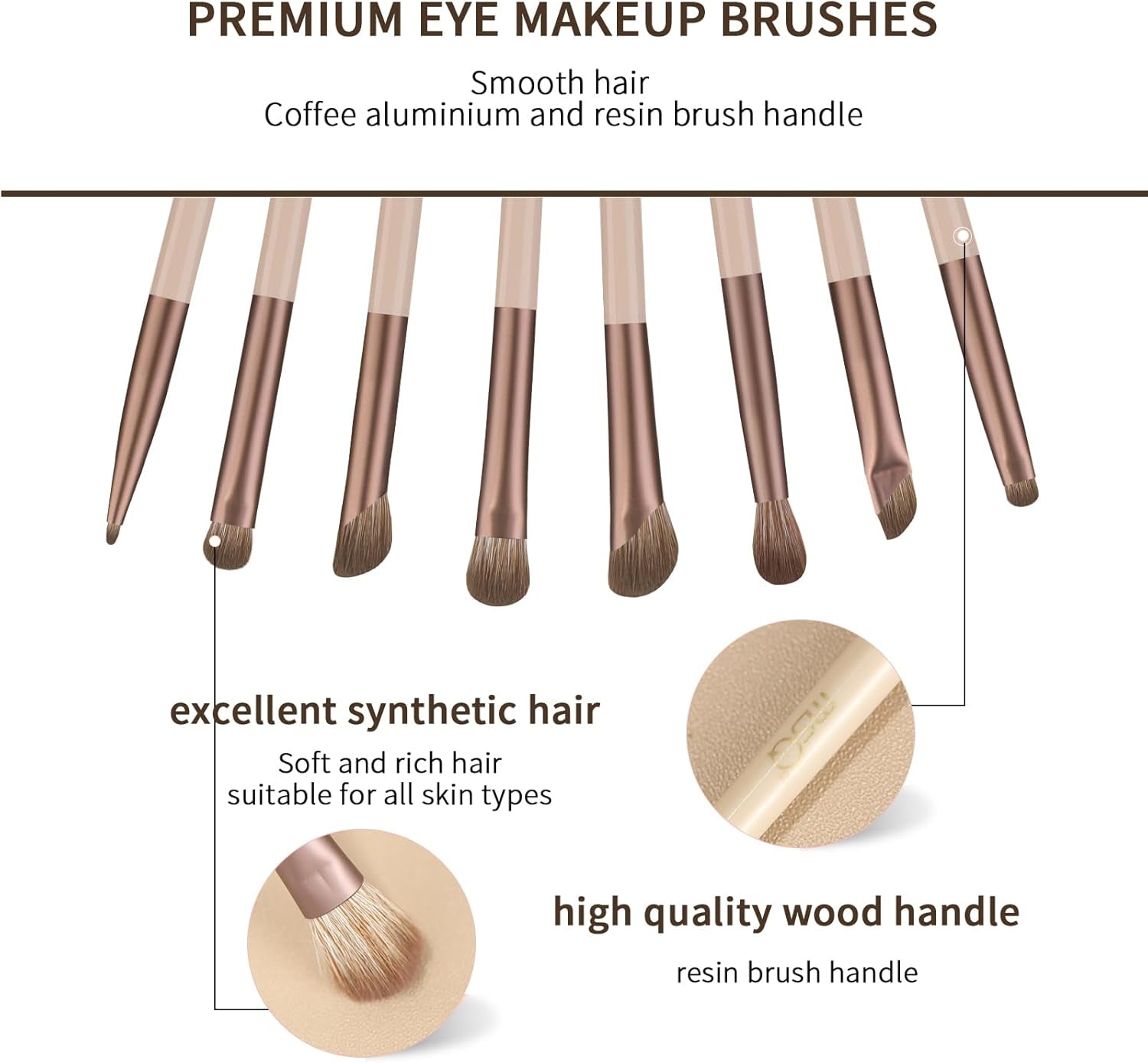 Eyeshadow Makeup Brush Set 8Pcs Eye Makeup Brushes Set Premium Synthetic Makeup Brushes Eyebrow Eyeliner Blending Brushes