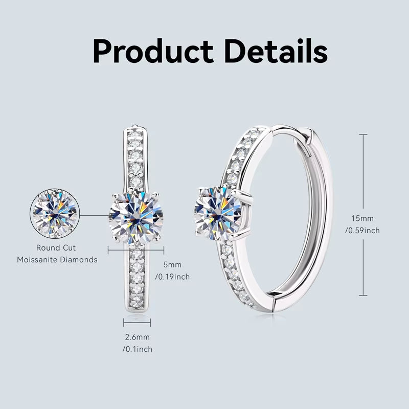 0.5Ct D Color Moissanite Big Hoop Earrings with GRA 100% 925 Silver Trending Products 2023 Women'S Accessories Fine Jewelry