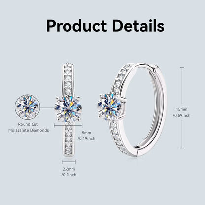 0.5Ct D Color Moissanite Big Hoop Earrings with GRA 100% 925 Silver Trending Products 2023 Women'S Accessories Fine Jewelry